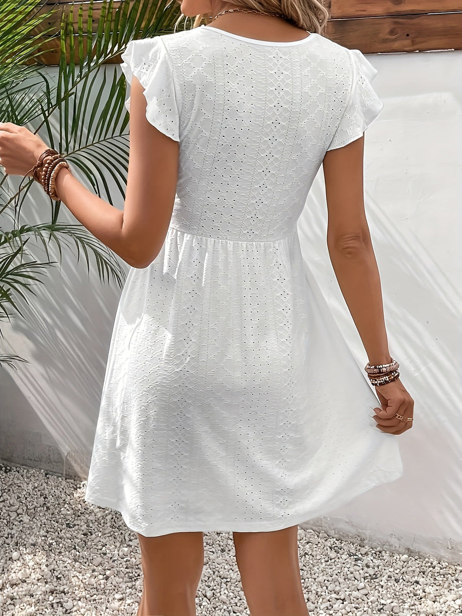 WW - Lochspitze V-Ausschnitt Kleid