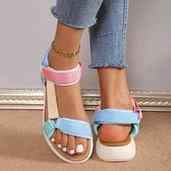 WW | Damen Sandalen: Farbblock, Rutschfest, Elegant, Leicht, Outdoor, Sommer