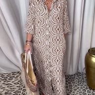 WW | Vintage Bedrucktes Maxikleid mit Reverstaschen