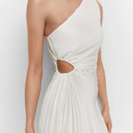 WW | One Shoulder Plissee Midi Kleid