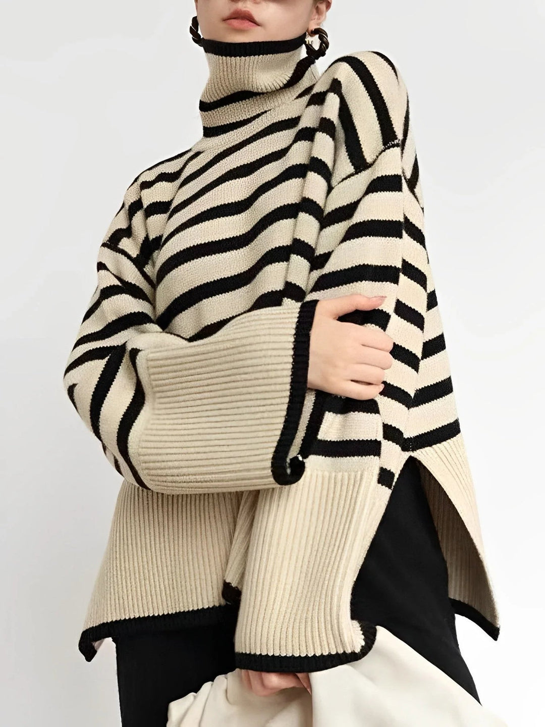 W&W Mode | Oversize-Rollkragenpullover aus Baumwoll für Damen - Perfekt für Freizeit-Tage