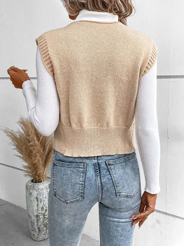 W&W Mode | Stilvolle Herbst Klassische Knopfverschluss V-Hals Pullover Weste Für Frauen