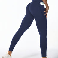 WW | Weiche Dehnbare Damen Sportleggings Mit Pohebehebung Und Taschen