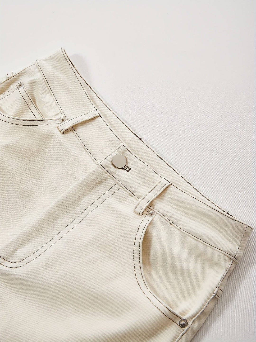 W&W Mode | Einfarbiger Weißer Schlitz Hinten Lässig Maxi Denim Rock