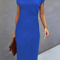 WW | Einfarbiges Rundhalskleid mit Rundhalsausschnitt