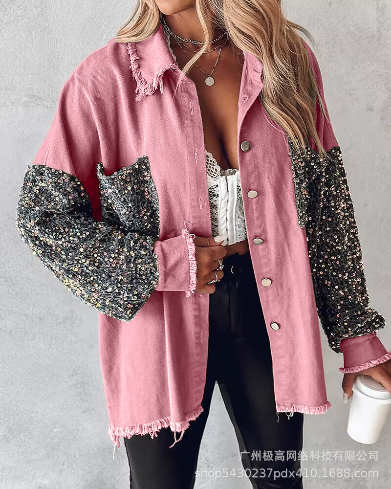 WW | Kontrast Paillettenjacke Für Den Frühling