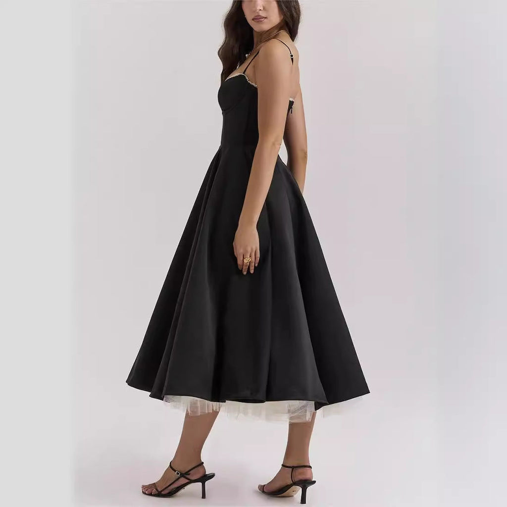 WW | Ärmelloses V-ausschnitt Kleid Mit Puffärmel