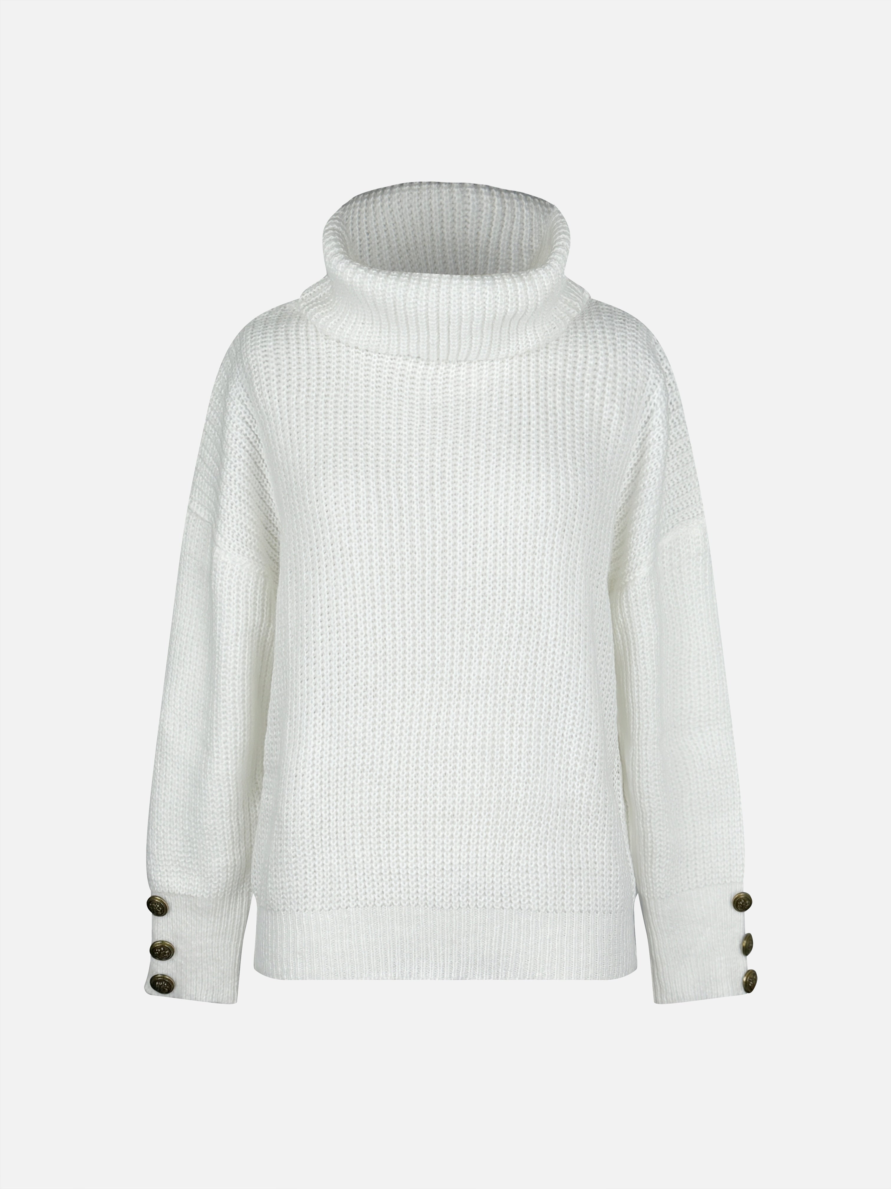 WW | Rollkragenpullover Damen mit Knopfdekor
