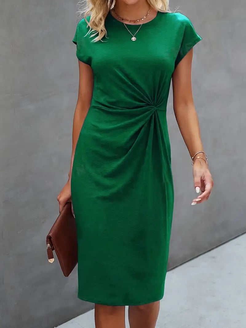 Damen figurbetontes Kleid mit Rundhalsausschnitt