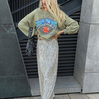 WW | Damenmode Lässig Einfach Sequined Rock