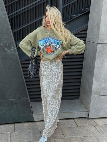 WW | Damenmode Lässig Einfach Sequined Rock