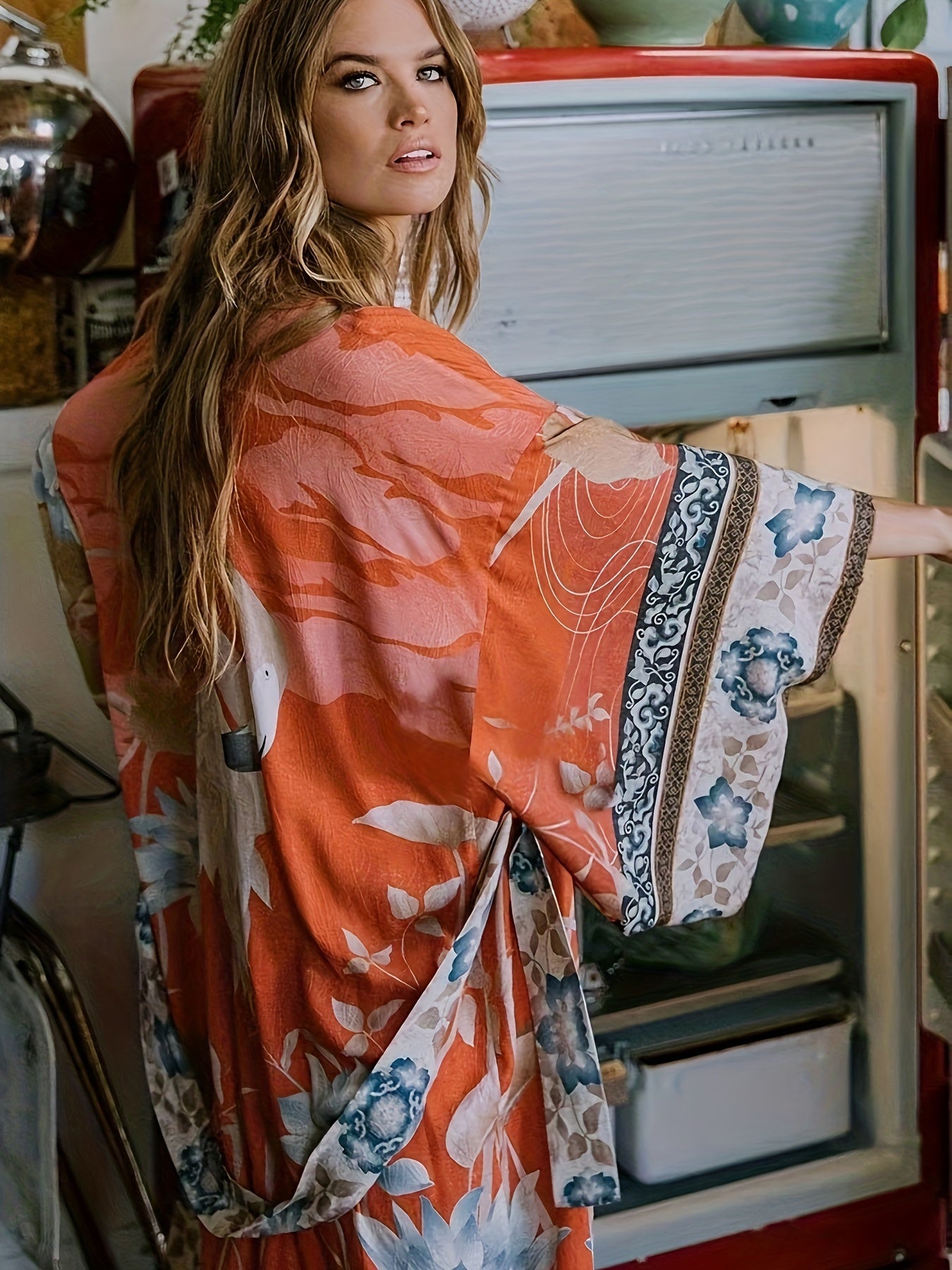WW | Bedruckter, Vom Kimono Inspirierter, Stylischer Strandüberwurf