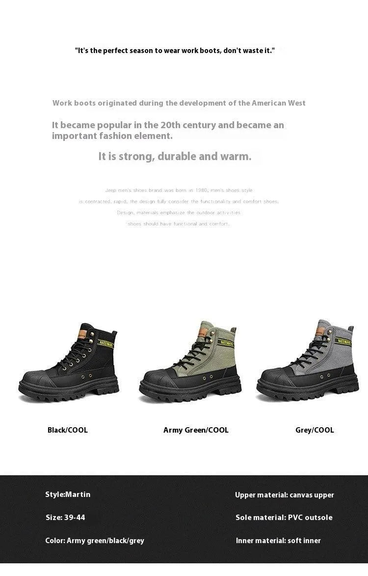 WW | Herren lässige sportliche Canvas Stiefel mit dicker Sohle