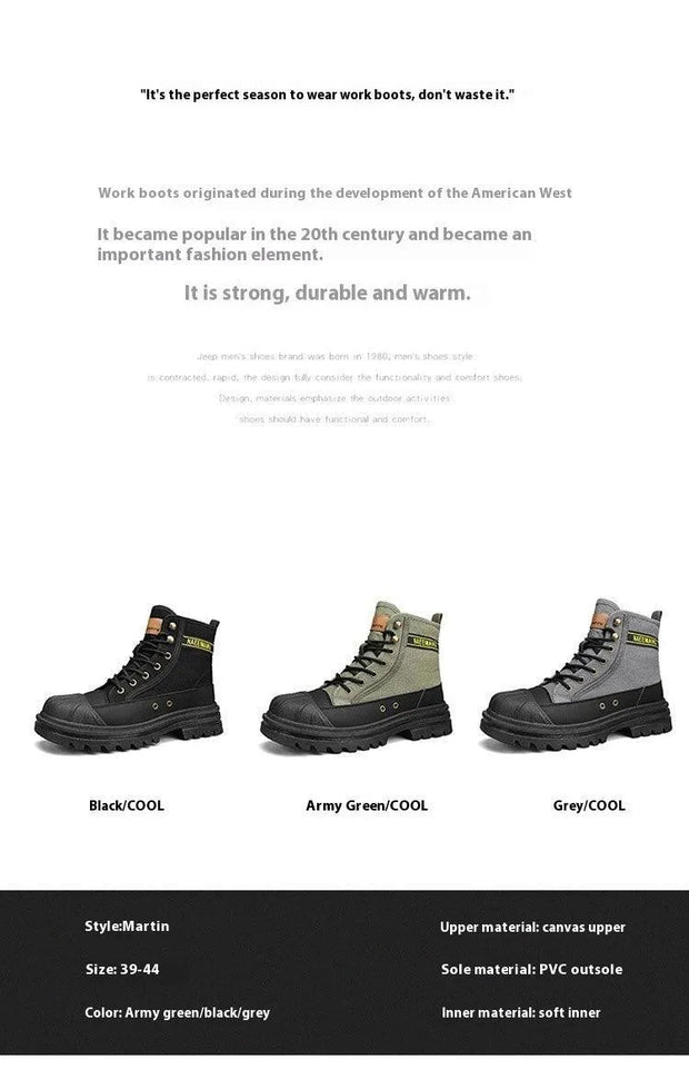 WW | Herren lässige sportliche Canvas Stiefel mit dicker Sohle