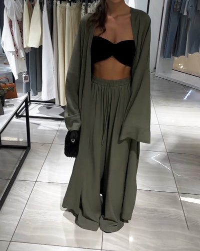 W&W Mode | Leinen Kimono Und Hosen Satz