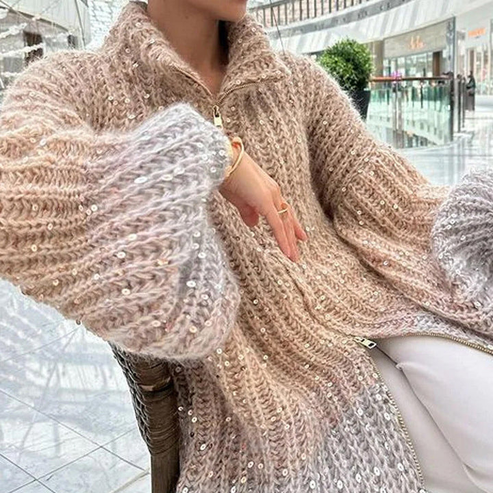 W&W Mode | Strickjacke mit Glitzerpailletten