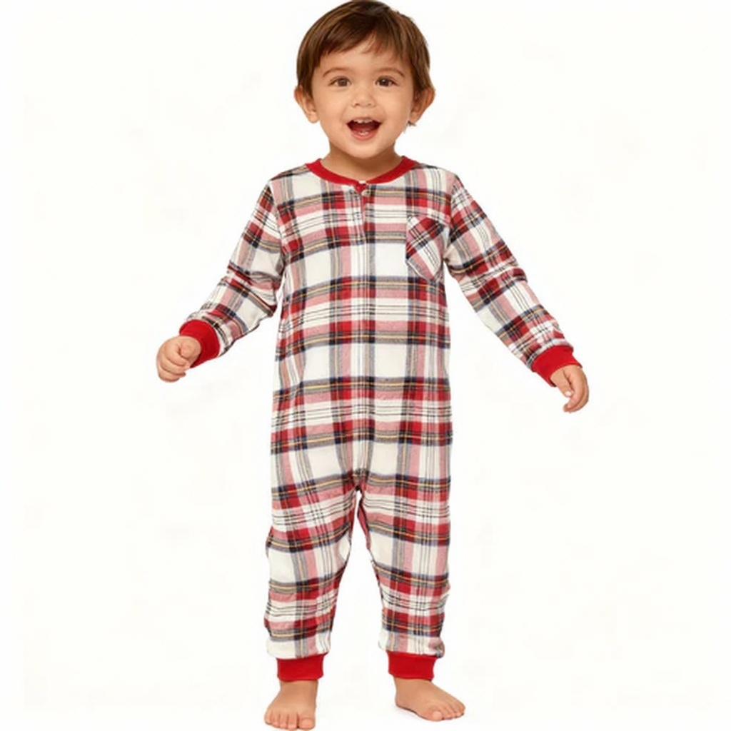 W&W Mode | Urlaub Familie Rot Karierte Knopf-Front Weihnachts-Pyjama Set