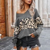 WW V-Ausschnitt Leopard Pullover