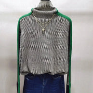 W&W Geometrisch gestrickter Rollkragenpullover