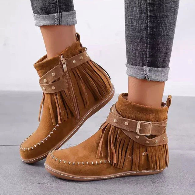 W&W Mode | Vintage Warme Stiefel Mit Fransen