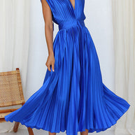 WW | Hallo Schöne Satin Plissee Midi Kleid
