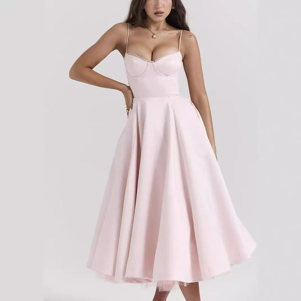WW | Ärmelloses V-ausschnitt Kleid Mit Puffärmel