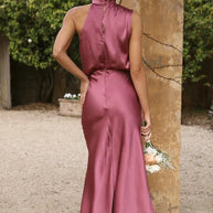 WW | Elegantes Satin Midikleid Mit Drapiertem Ausschnitt Für Damen