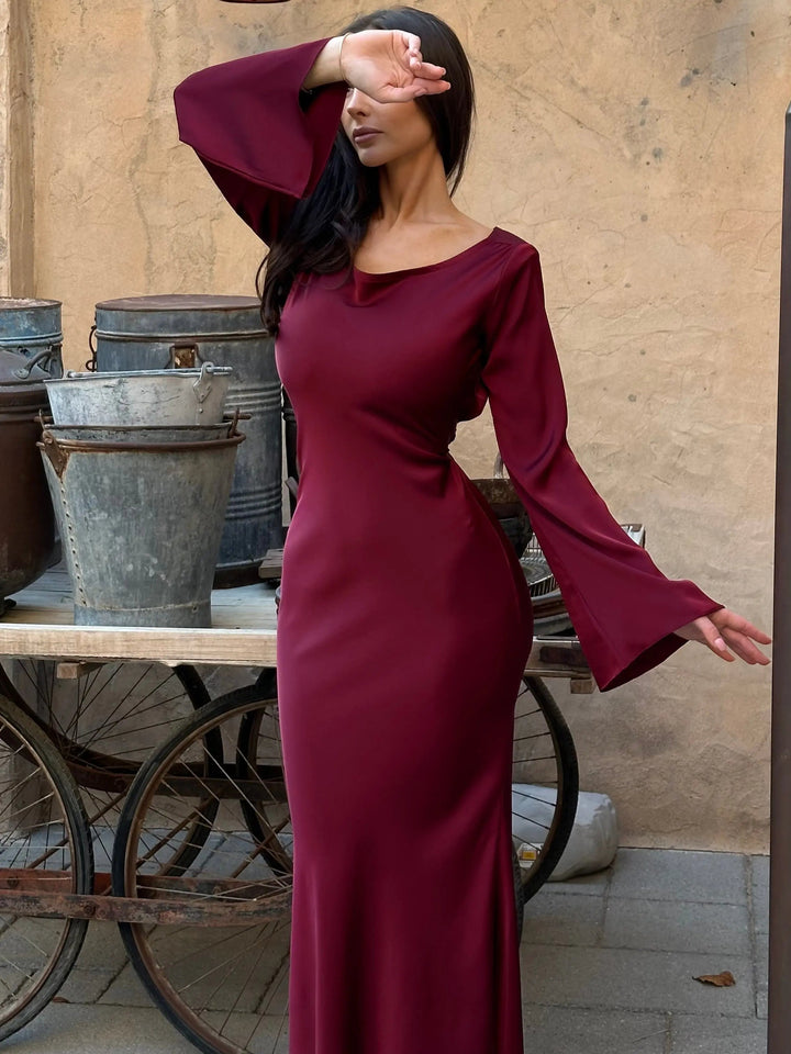 W&W Mode | Fließendes Maxi Kleid Mit Langen Ärmeln Für Damen