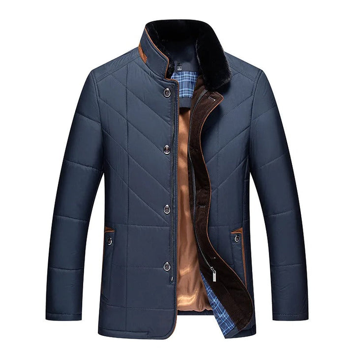 W&W Mode | Monochrome Daunenjacke mit Pelzkragen für Herren