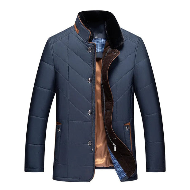 WW | Monochrome Daunenjacke mit Pelzkragen für Herren