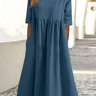 WW | Hochwertiges Baumwoll-Leinen-Kleid
