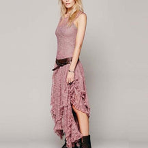 Damen Spitzen-Maxikleid mit lässigem Volantdesign und tiefem V-Ausschnitt WW