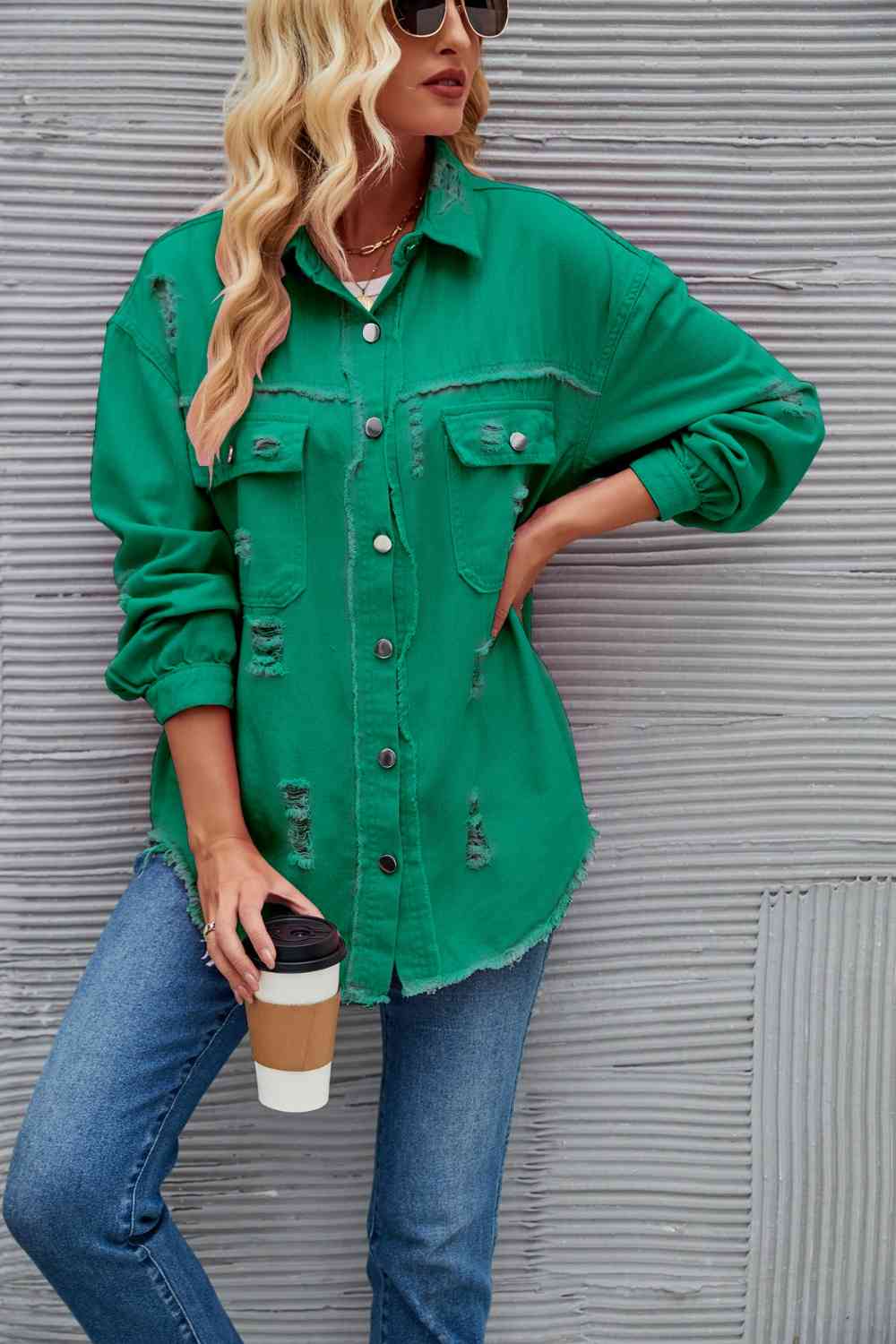 WW | Zerrissene Rohsaum-Denimjacke