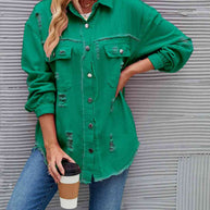 WW | Zerrissene Rohsaum-Denimjacke