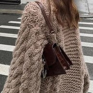 WW | Rosiedress Rundhals Übergroße Zopfmuster Pullover