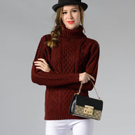 WW | Damen Rollkragenpullover mit langen Ärmeln und Kabelstrick