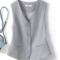 WW | Rosiedress V Neck Knopfleiste Eingrifftaschen Blazer Weste