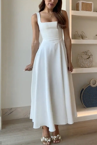 Damen Maxi-Cami-Kleid mit quadratischem Ausschnitt und A-Linienrock