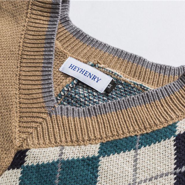 Block Strickweste mit Rautenmuster