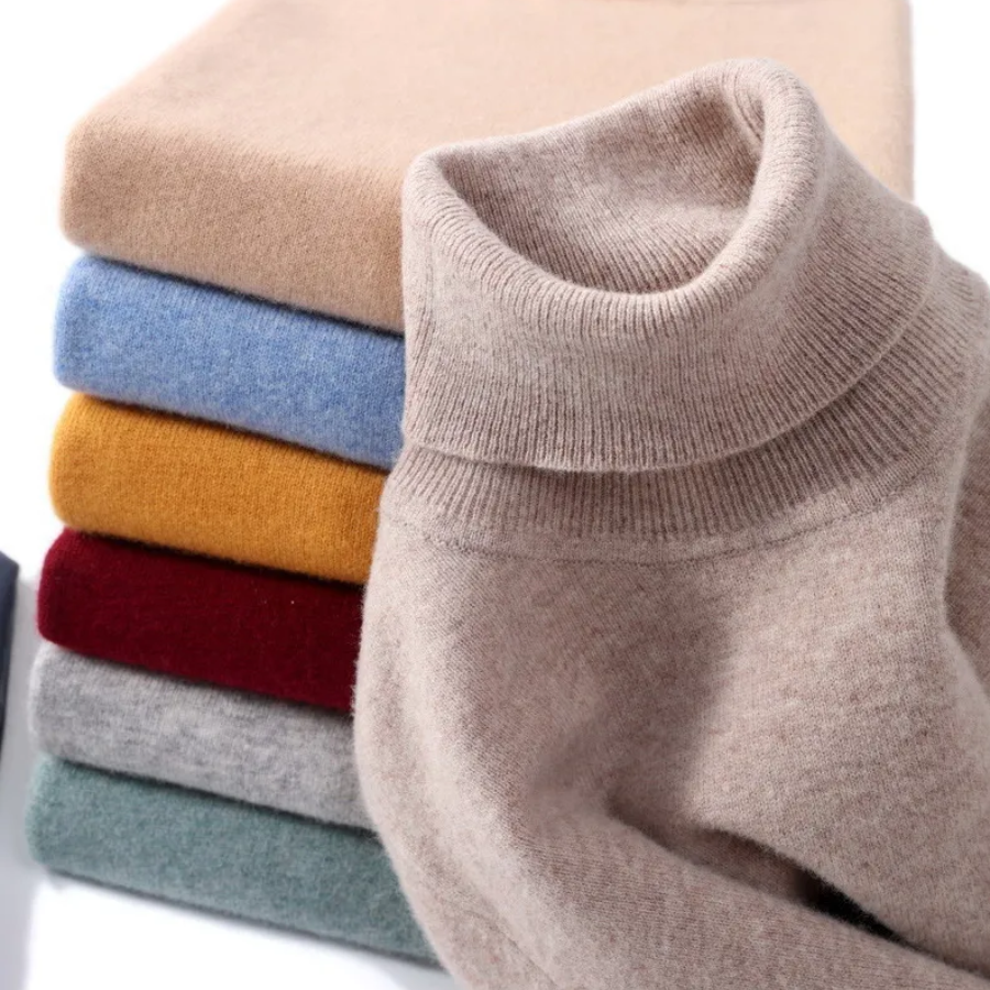 WW | Herren Wollpullover Mit Rollkragen Und Schlankem Design