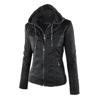 WW | Damen Slim Fit PU-Leder Zip-Up Hoodie