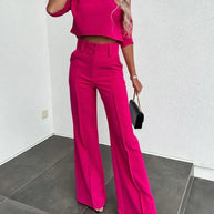 WW | Set mit Jacke und hoch taillierter gerader Hose für Damen | Stilvolles und komfortables Outfit