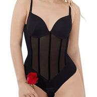 Damen Bauch Kontrolle Tanga schiere Mesh Korsett Top rückenfrei Bodysuit