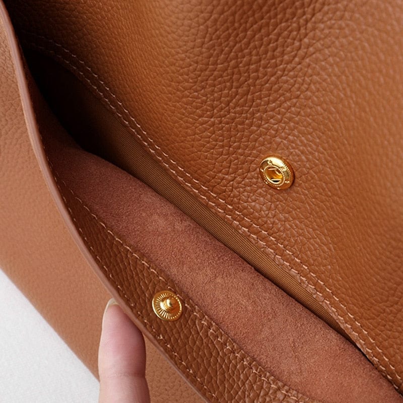 WW | Farbe Einfaches Echtes Leder Umhängetasche