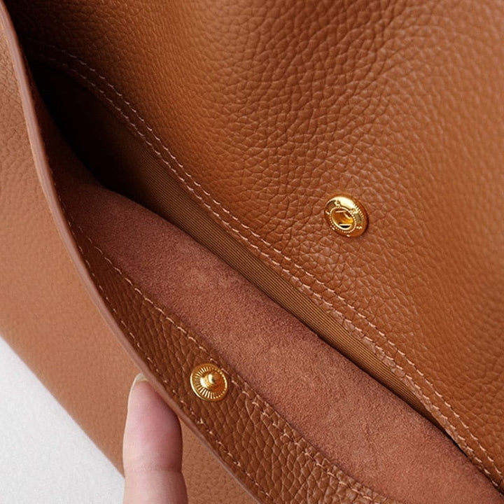 W&W Mode | Farbe Einfaches Echtes Leder Umhängetasche