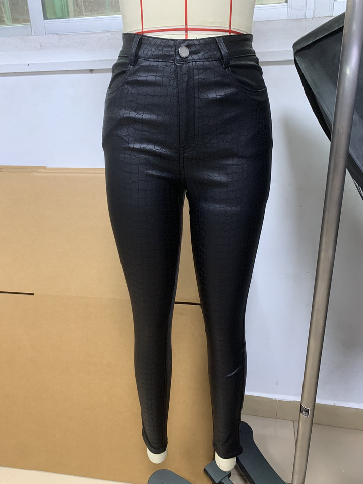 W&W Mode | Beschichtete Skinny Jeans Mit Hoher Taille