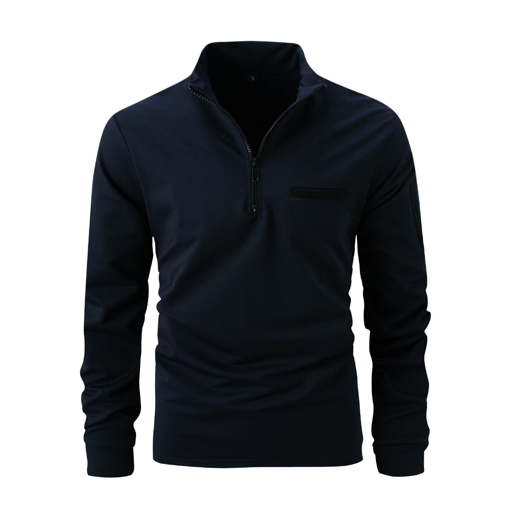 WW | Sport Poloshirt Mit Stehkragen Und Reißverschluss, Langärmlig, Einfarbig