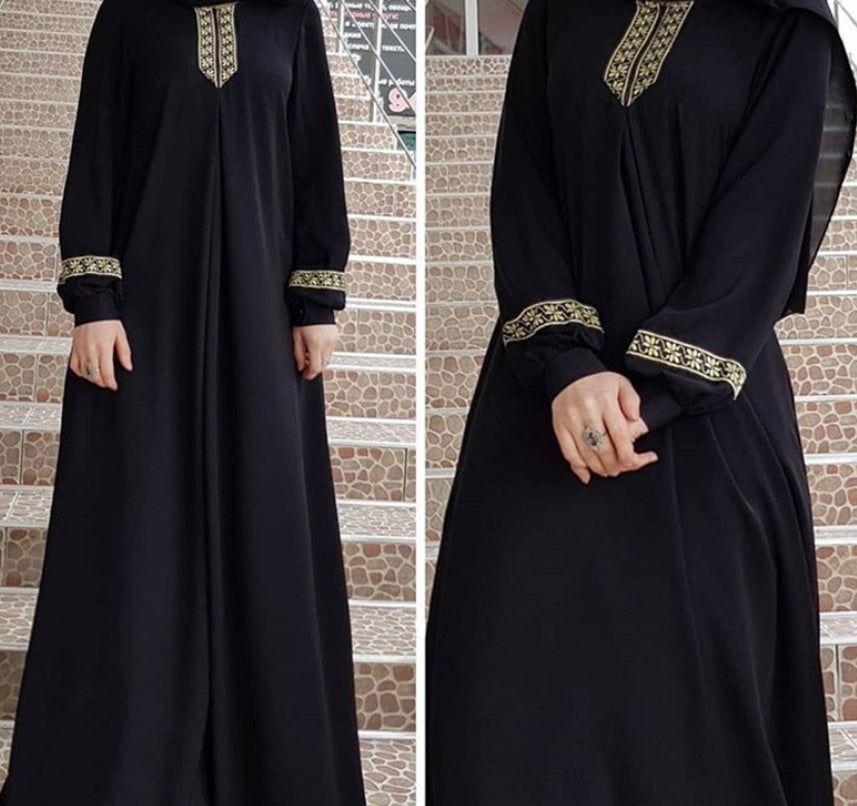 WW | Plus Size Bedrucktes Abaya Jilbab Muslim Maxi Kleid