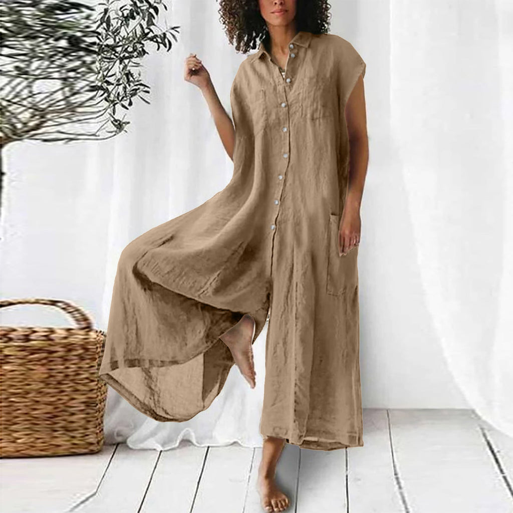 WW | Super Stylischer Leinen Jumpsuit Für Damen