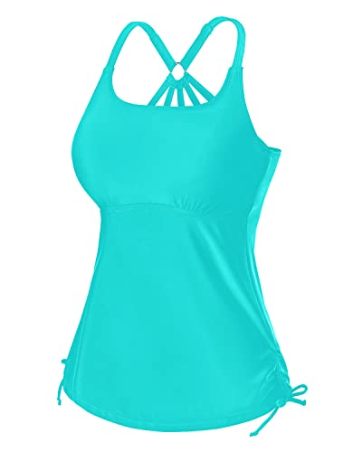 WW | Raffinierte Bindeseitige Kordelzug Tankini Badeanzug Tops Für Frauen Tankini Aqua